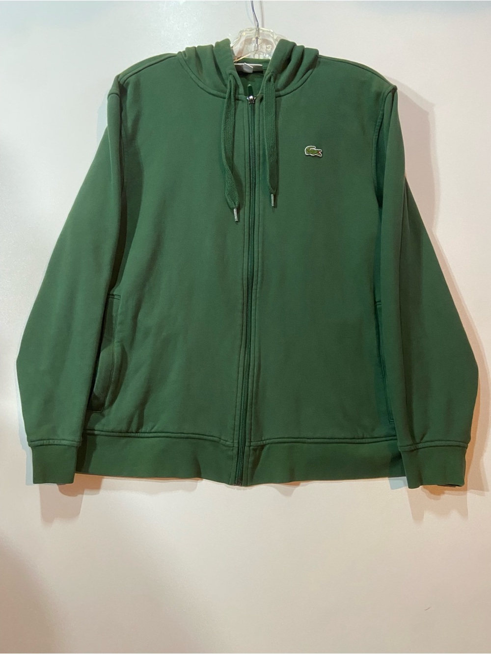 Lacoste Dark Green Zip Hoodie with Crocodile Logo